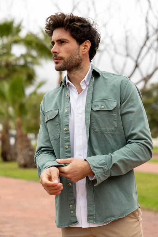 Chaqueta Algodón Lavada Verde | Cazorla
