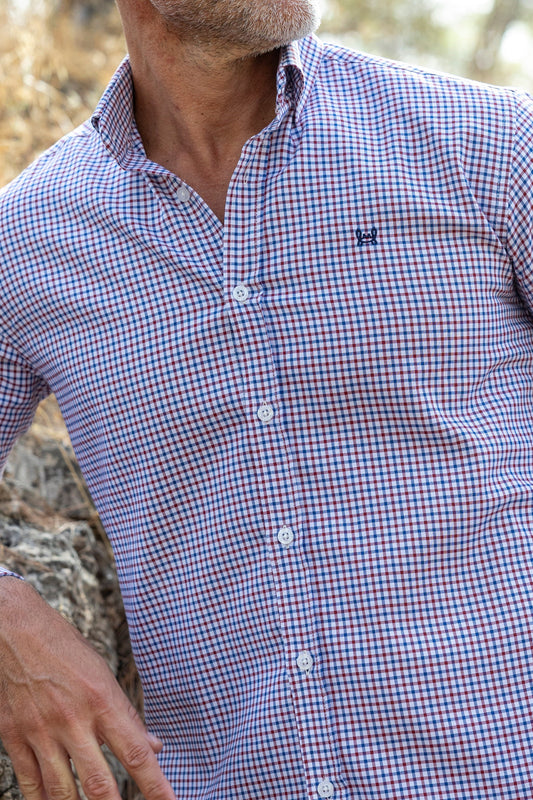 Camisa Cuadros Granate Marino | Miranda