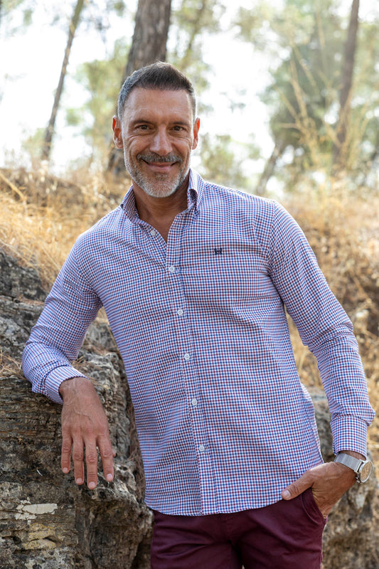 Camisa Cuadros Granate Marino | Miranda