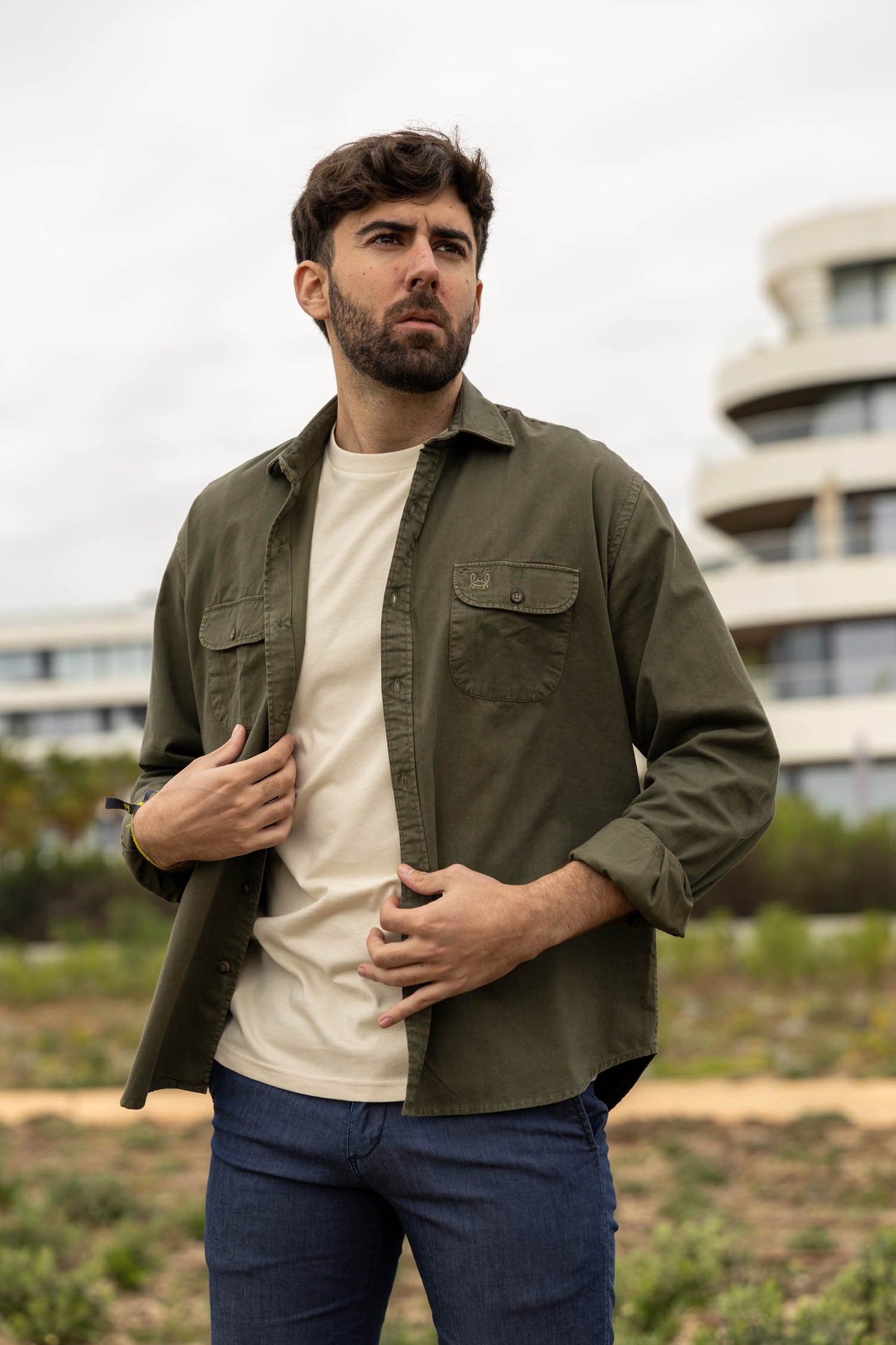 Sobrecamisa Algodón Lavada Kaki