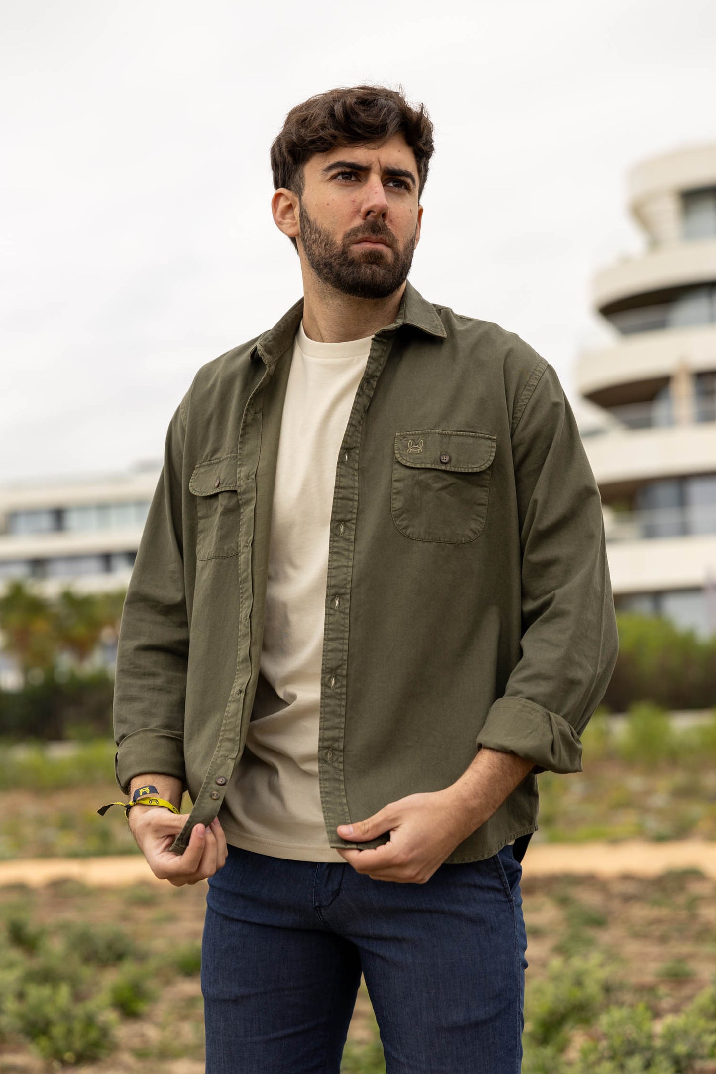 Sobrecamisa Algodón Lavada Kaki