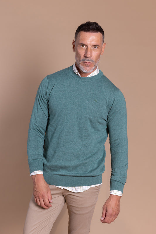 Jersey Básico Cuello Redondo Verde Medio