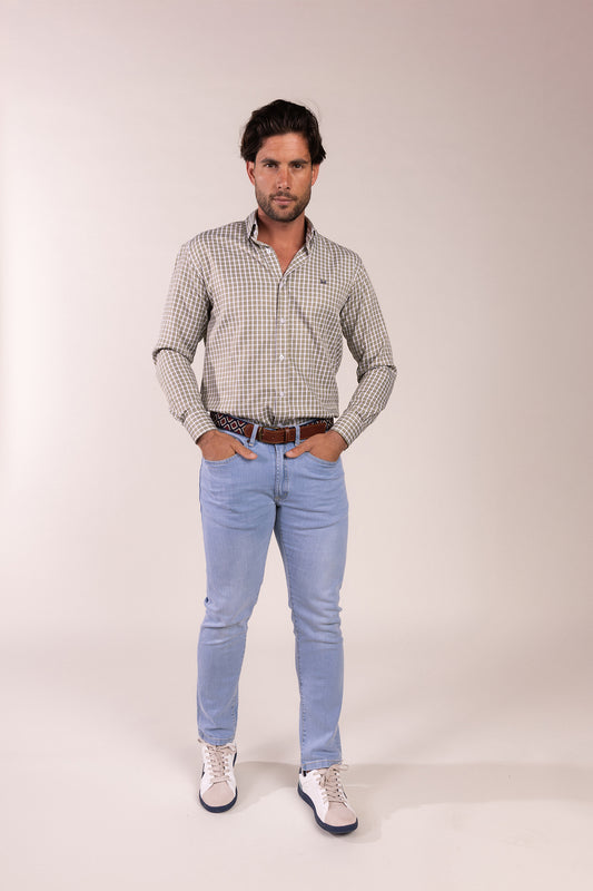 Camisa Cuadro Algodón Kaki | Santurce