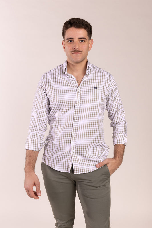 Camisa Cuadros Algodón Kaki | Eibar