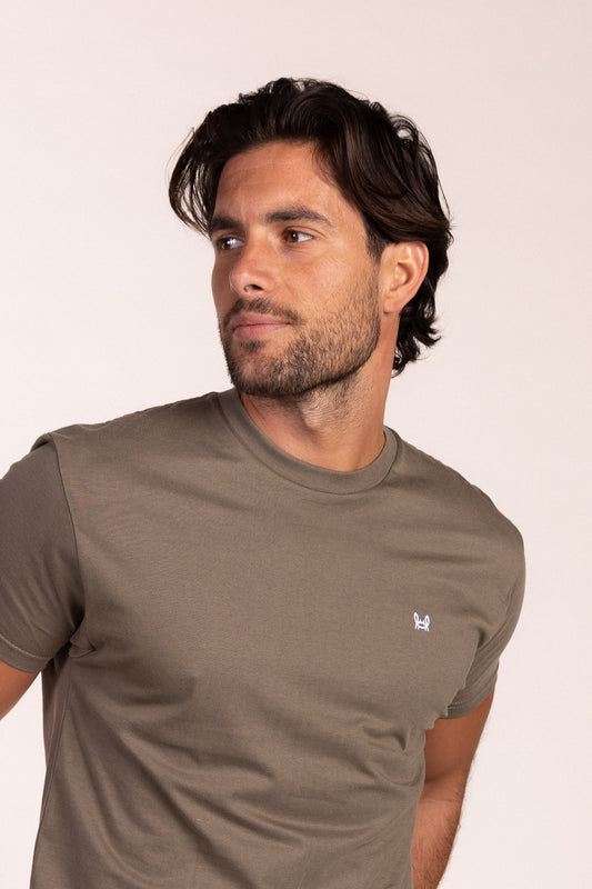 Camiseta Básica Manga Corta Verde Kaki