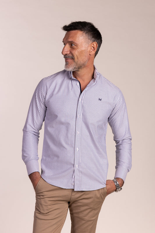 Camisa Rayas Oxford Marino | Lucena