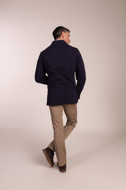 Americana Algodón Azul Marino