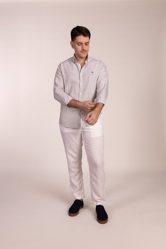 Camisa Lino Raya Kaki | Ubrique