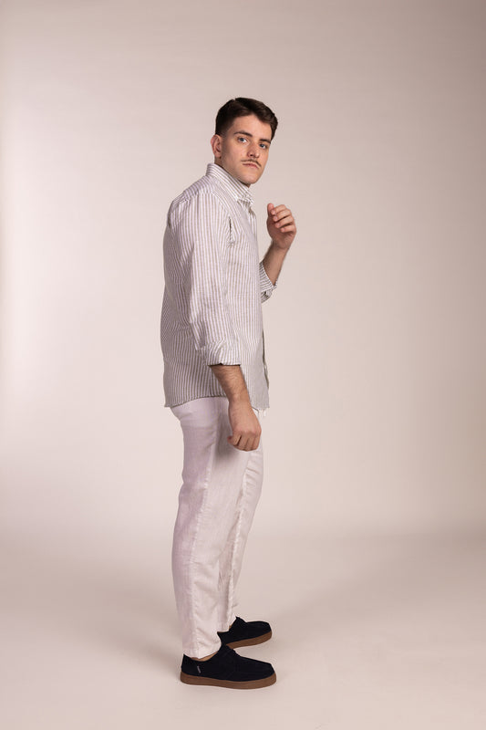 Camisa Lino Raya Kaki | Ubrique