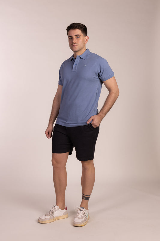 Polo Básico Manga Corta Azul Ácido