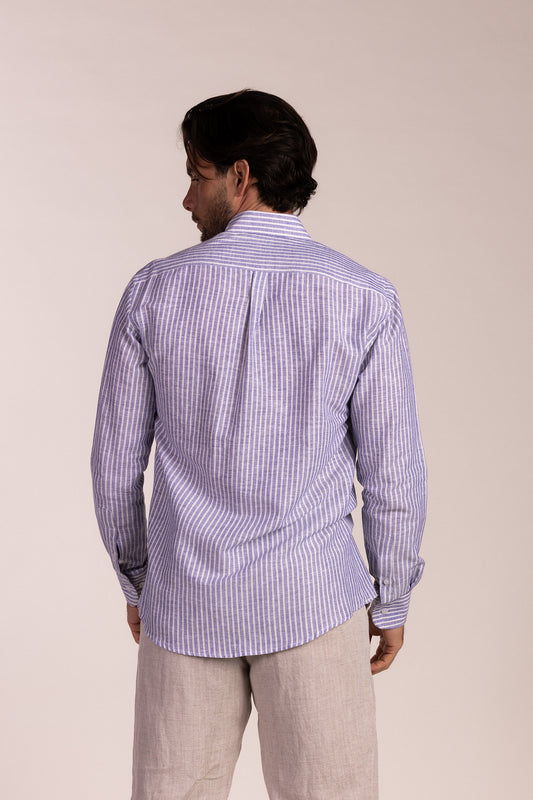 Camisa Lino Raya Marino | Ubrique