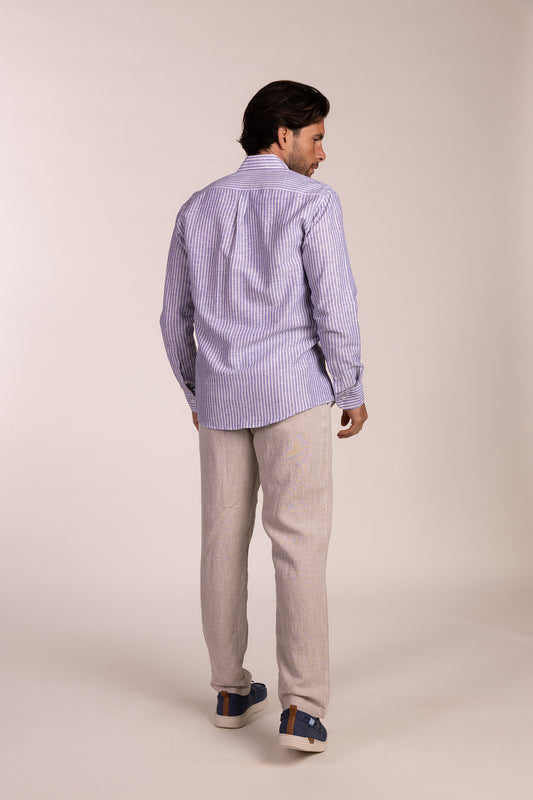 Camisa Lino Raya Marino | Ubrique