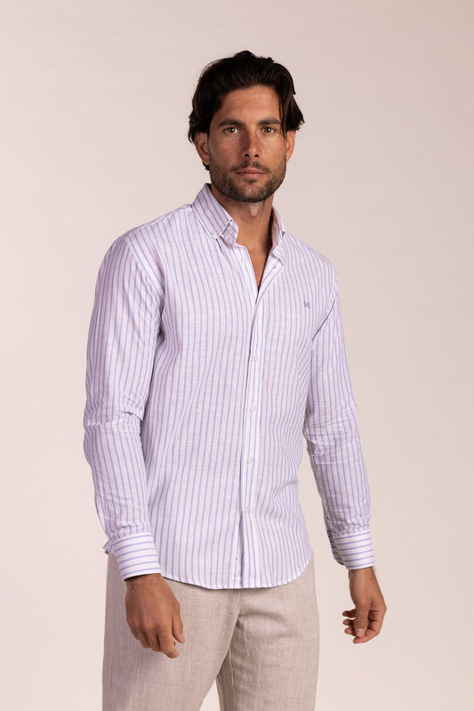 Camisa Lino Raya Celeste | Grazalema