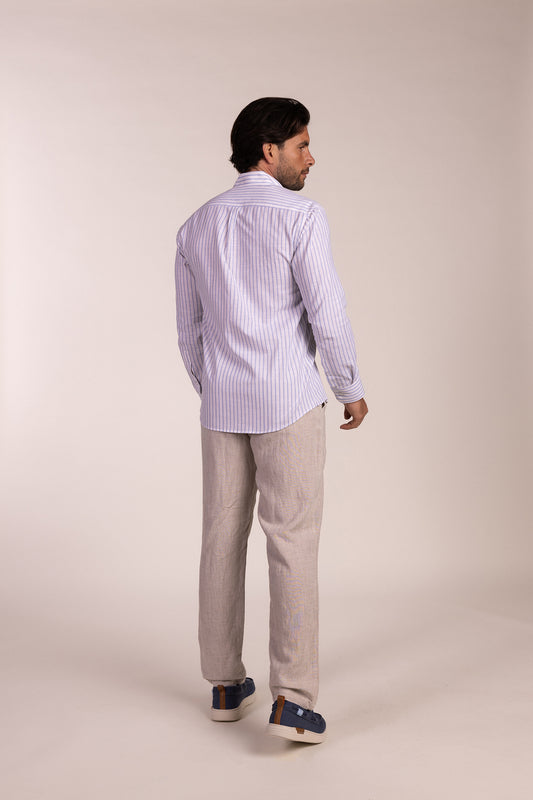 Camisa Lino Raya Celeste | Grazalema