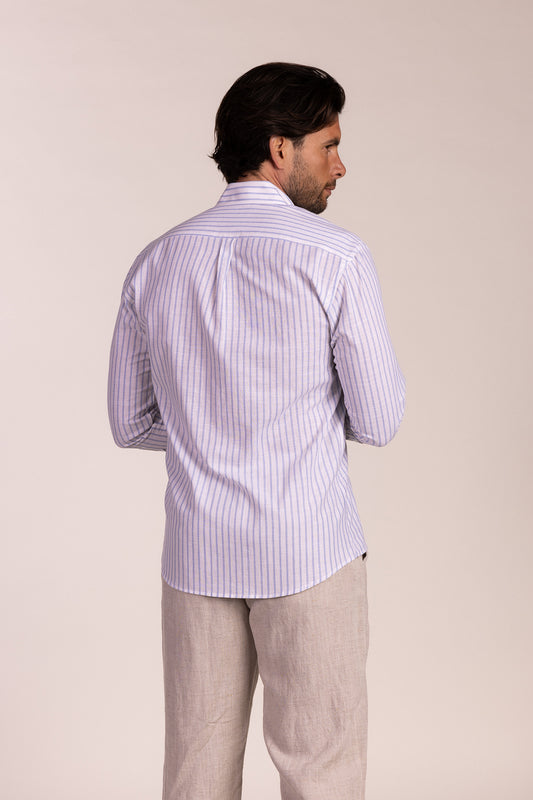 Camisa Lino Raya Celeste | Grazalema