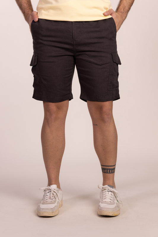 Bermuda Lino Cargo Gris Oscuro