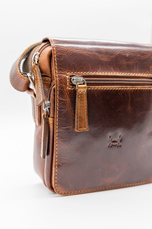 Bolso bandolera piel marrón