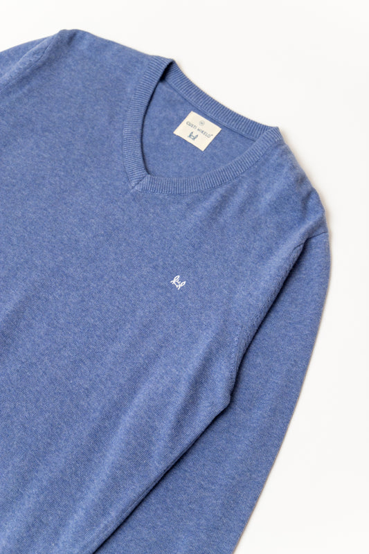 Jersey Básico Cuello Pico Azul Medio