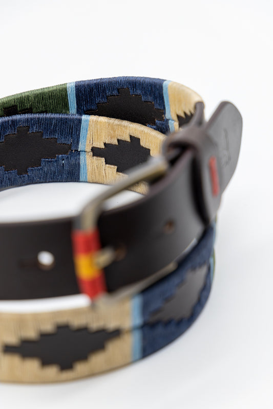 Cinturón piel argentino Beige Marino Verde