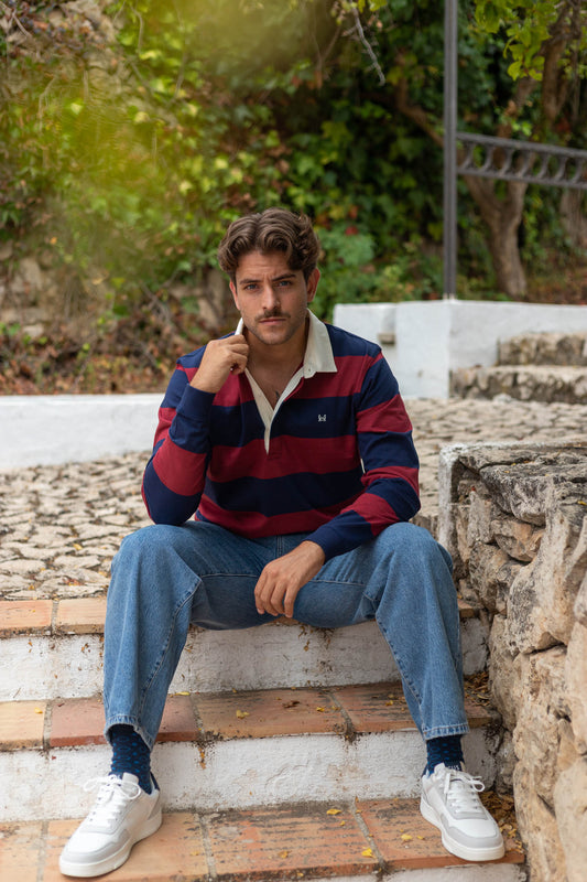 Polo Rugby Rayas Burdeos | Pontevedra