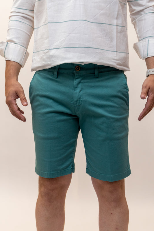 Bermuda Elástica Verde Azulado | Priego