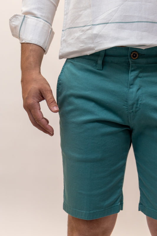 Bermuda Elástica Verde Azulado | Priego
