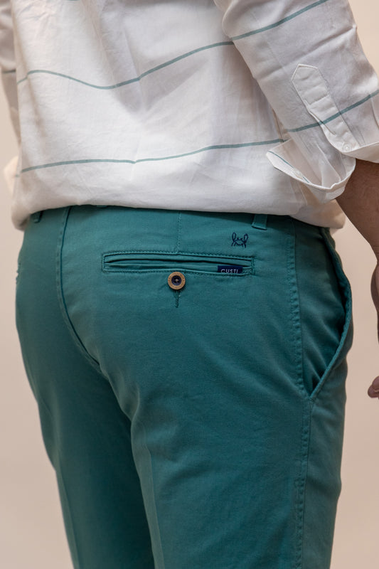 Bermuda Elástica Verde Azulado | Priego