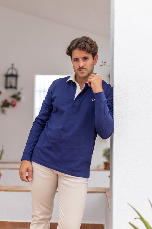 Polo Rugby Liso Marino | Ferrol