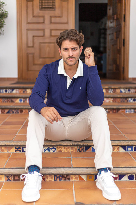 Polo Rugby Liso Marino | Ferrol