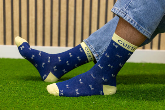 Calcetín Azul Cangrejito Amarillo