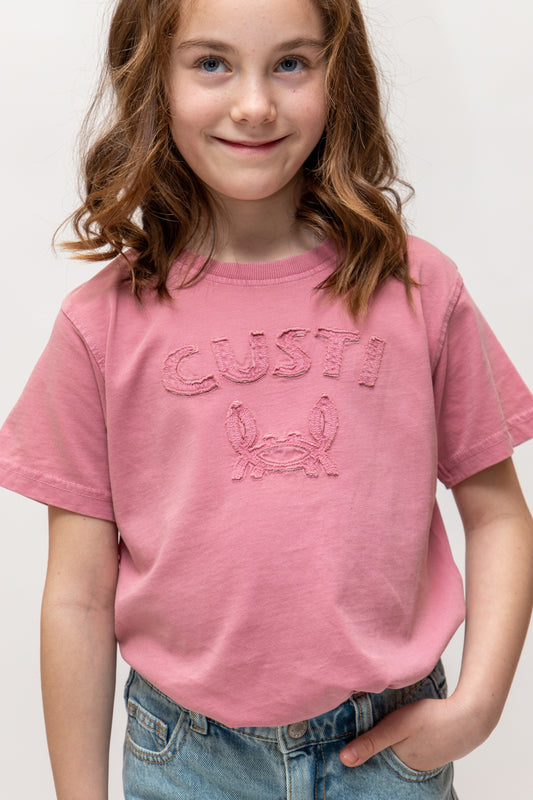 Camiseta Infantil Lavada Rosa | Bari