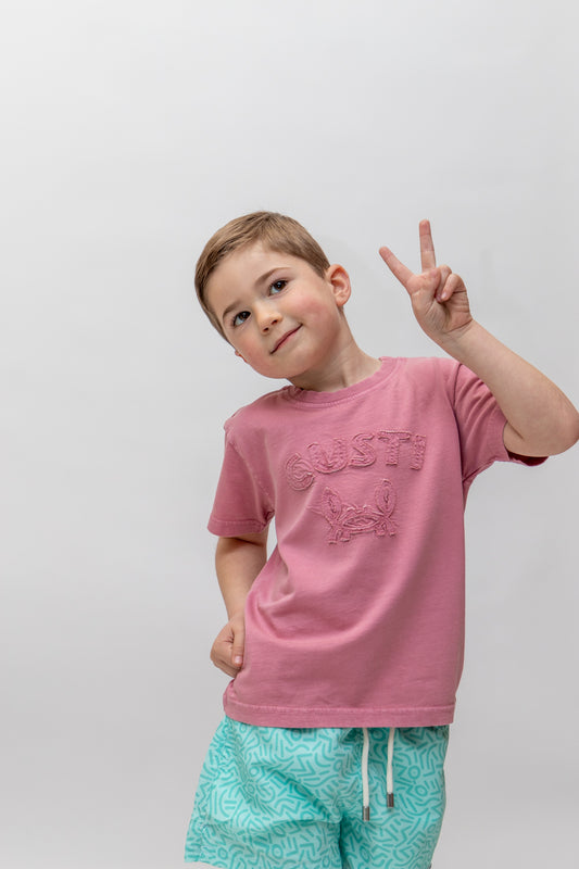 Camiseta Infantil Lavada Rosa | Bari