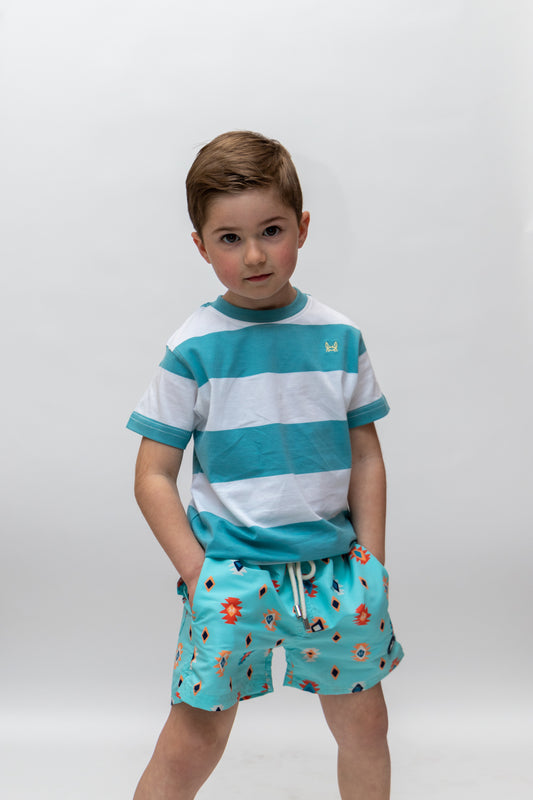 Camiseta Infantil Rayas Turquesa | Monaco