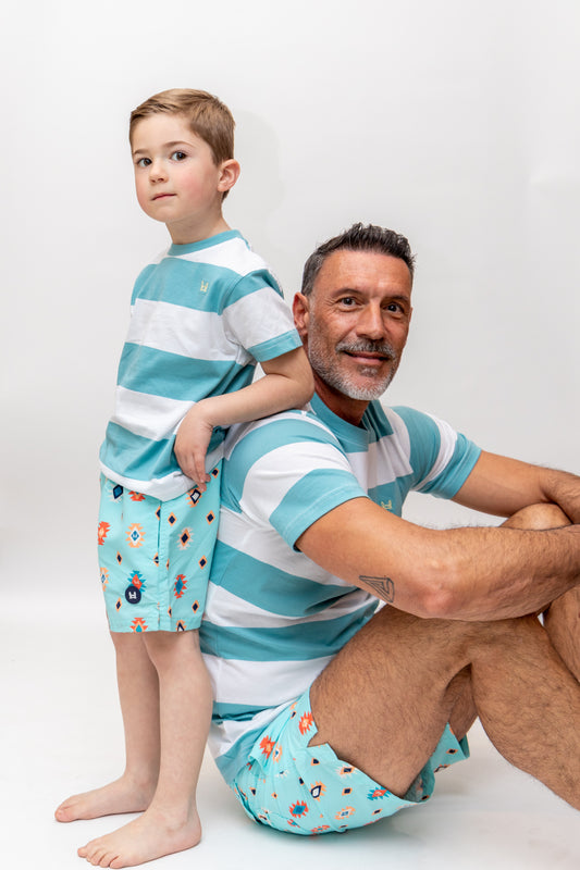 Camiseta Infantil Rayas Turquesa | Monaco