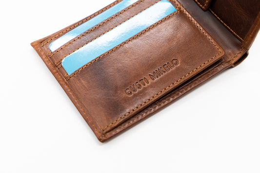 Cartera Broche Horizontal Cuero Marrón Claro