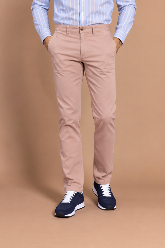 Pantalon chino stretch rose poudré | Jesulín