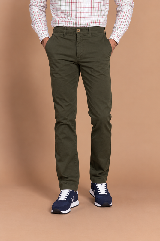 Pantalon chino stretch vert kaki | Jesulín