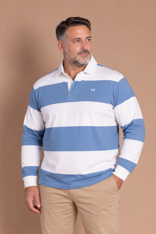 Polo rugby délavé et crème