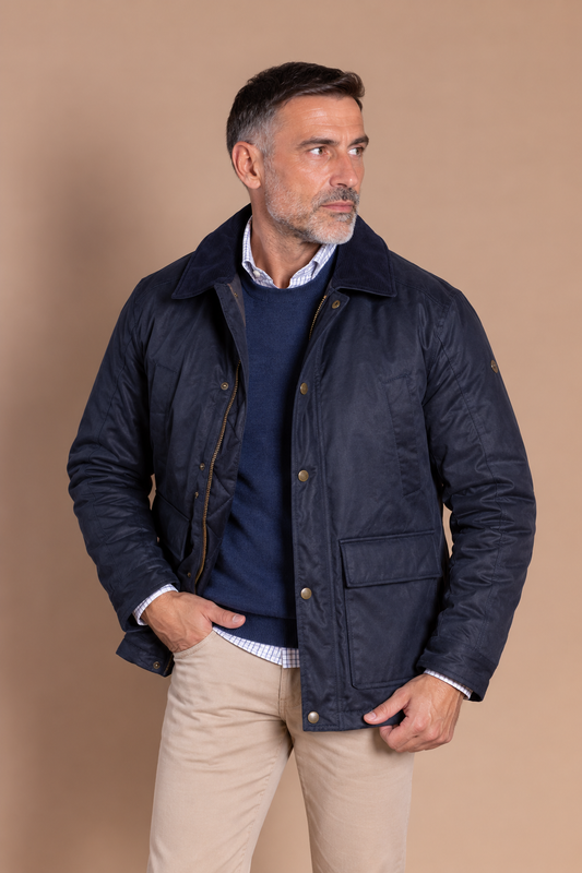 Parka cirée bleu marine