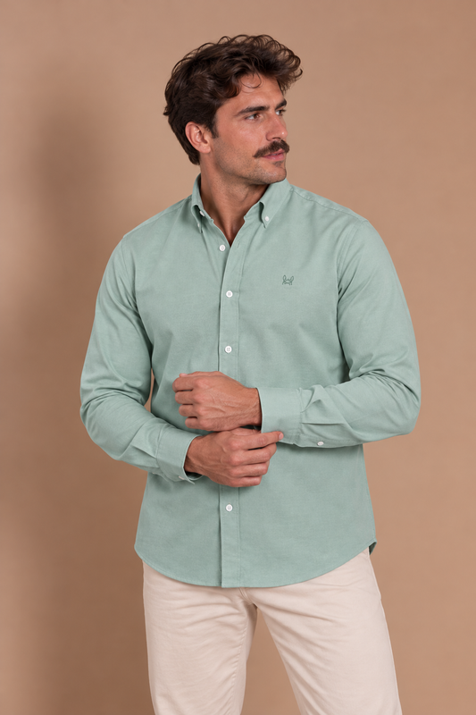 Chemise Oxford unie verte | Ronda