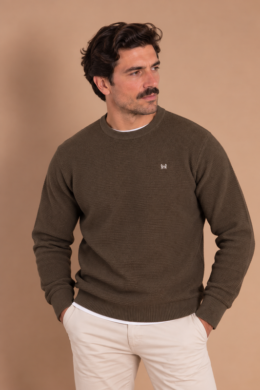 Pull texturé olive