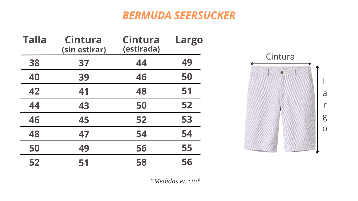 Bermuda Seersucker Elástica Verde