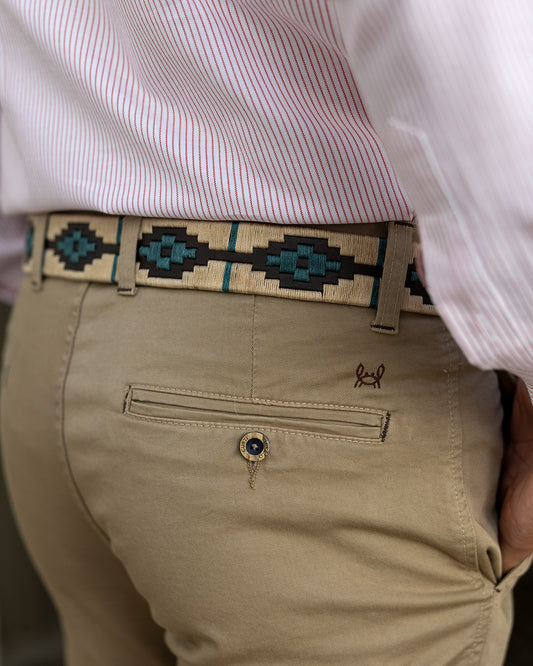 Cinturón piel argentino Beige Verde