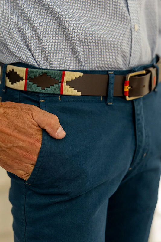 Cinturón piel argentino turquesa marino | 7