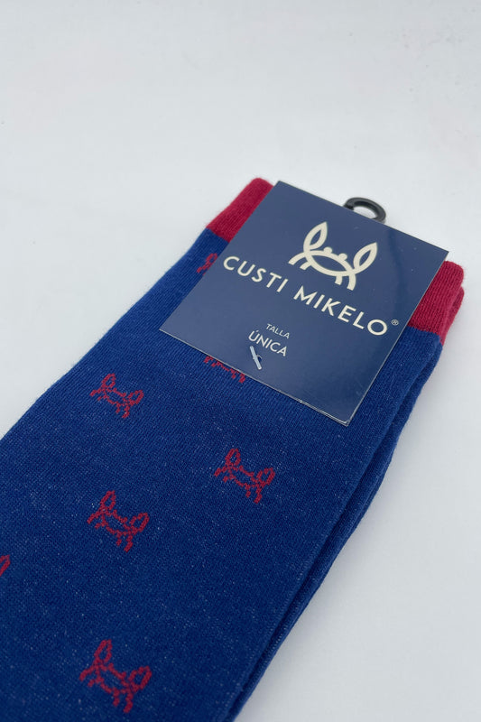 Calcetín Azul Cangrejito Burdeos