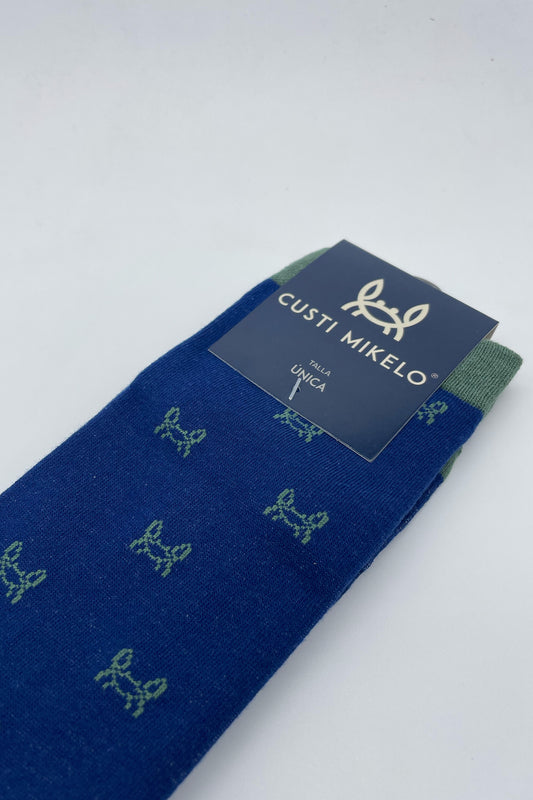 Calcetín Azul Cangrejito Verde Kaki