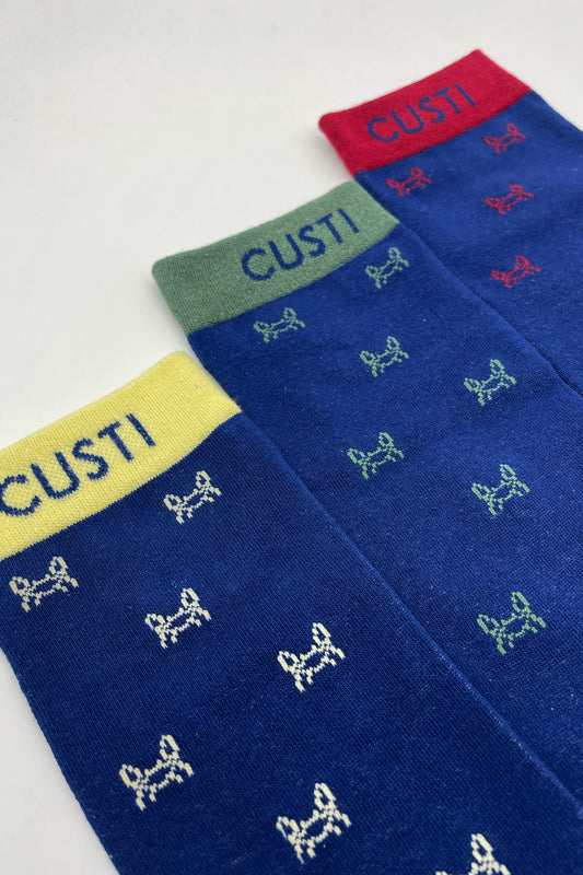 Calcetín Azul Cangrejito Burdeos