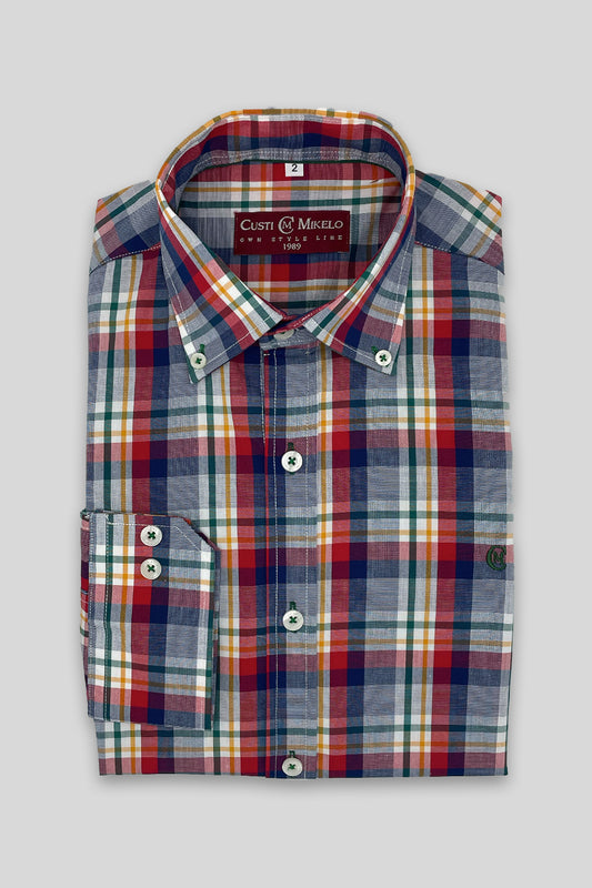 Camisa Cuadro Rojo Gris