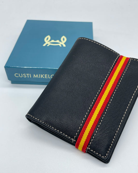 Cartera Piel España Negra Vertical