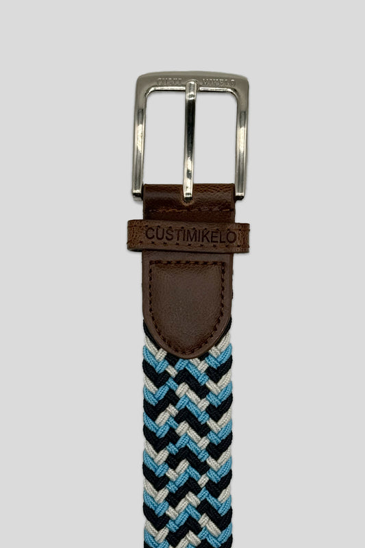 Cinturón trenzado celeste marino blanco | 23